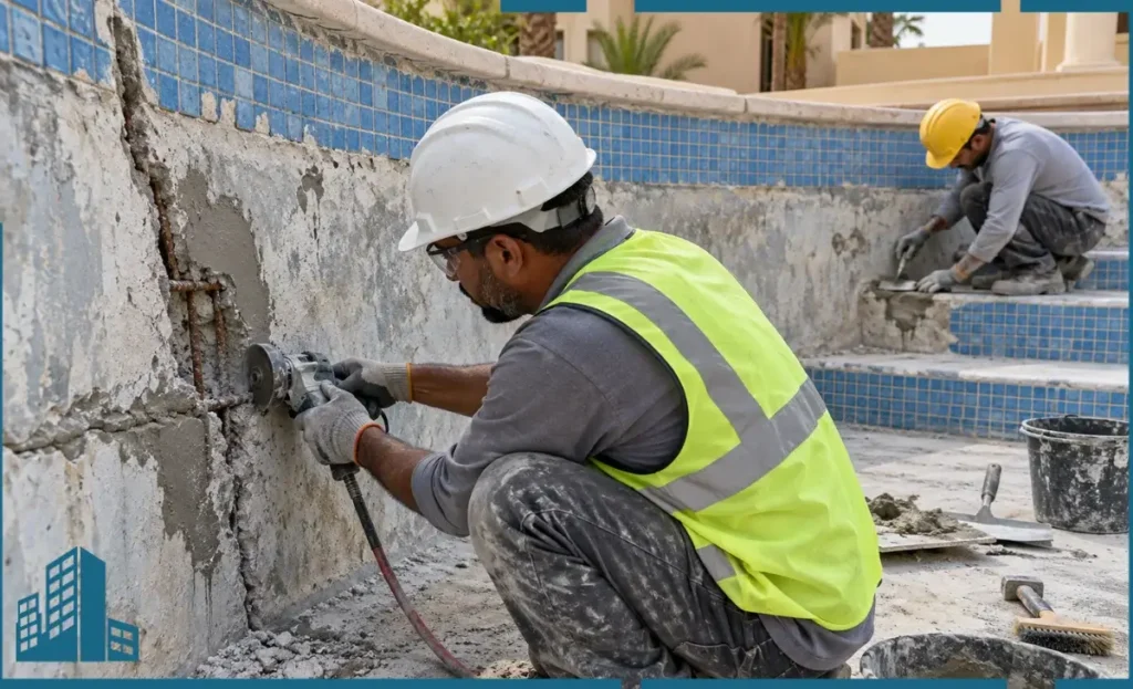 الترميم الجزئي والترميم الشامل للمسابح