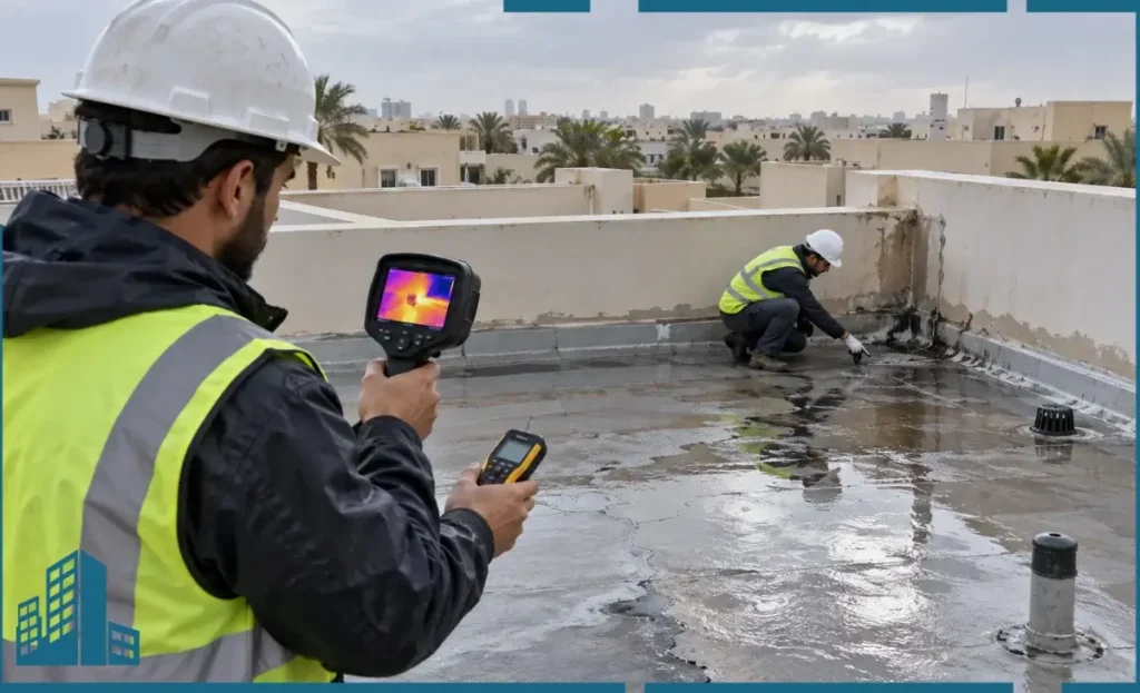 إصلاح تسرب مياه الأمطار من السطح بالباحة